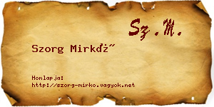 Szorg Mirkó névjegykártya